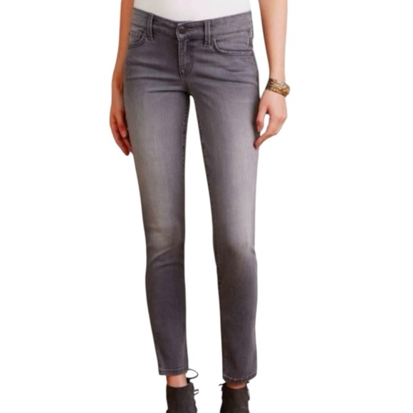 Anthropologie Level 99 Lily Skinny Straight Low Rise Jeans Storm Grey Size 26 - Picture 1 of 10
